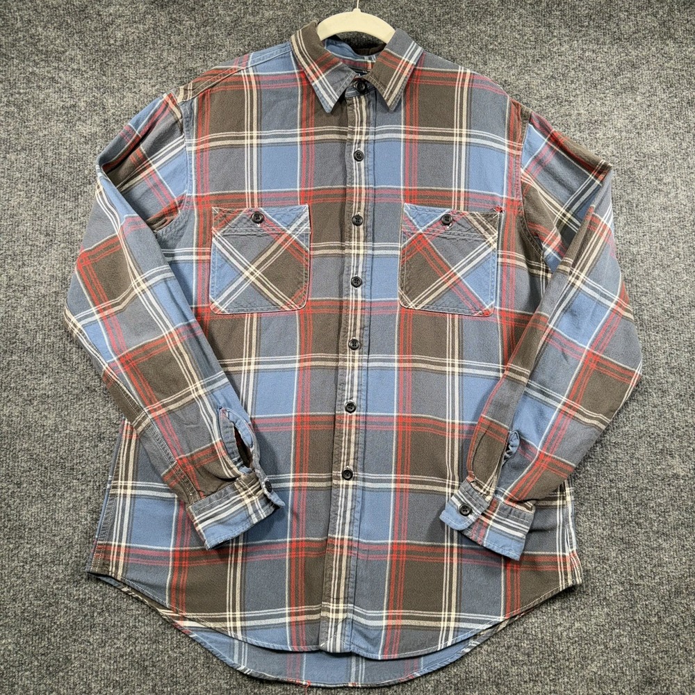 Polo Ralph Lauren Flannel Shirt Mens Large Plaid Double Pockets Workwear Outdoor